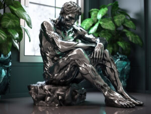 metal statue made with ai