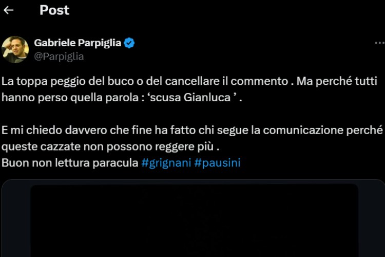 Gabriele Parpiglia sui social