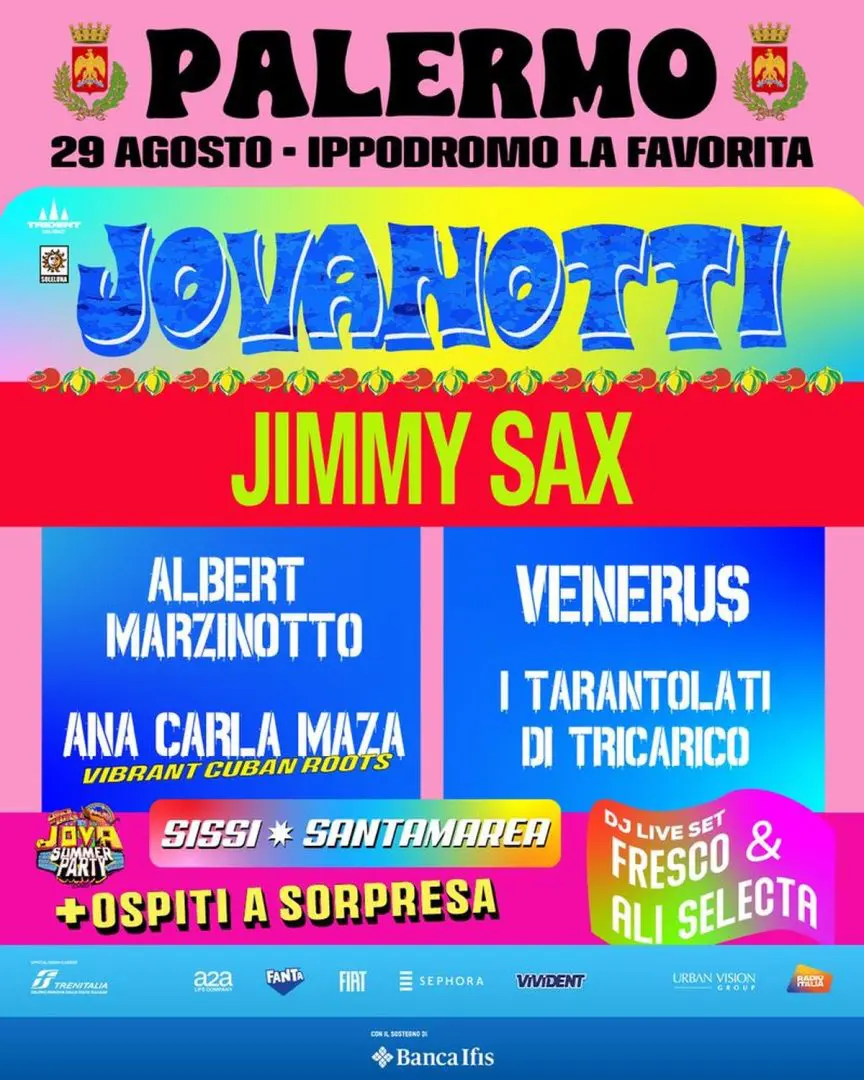 Jovanotti svela la line up delle due date di Palermo del Jova Summer Party 2026